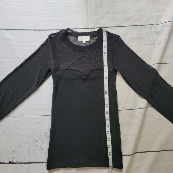 Bohme Size XS Black Sheer Mesh Long Sleeve Top Goth Punk Layering dark romance - Picture 4 of 9